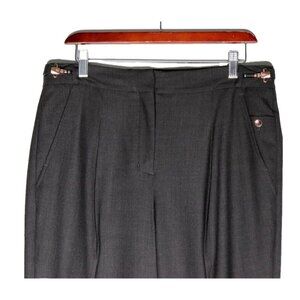 Kit and Ace Women Size US8 Gray Pleated Trouser Tapered Leg Crop Wool Knit Pant